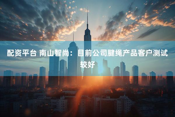 配资平台 南山智尚：目前公司腱绳产品客户测试较好