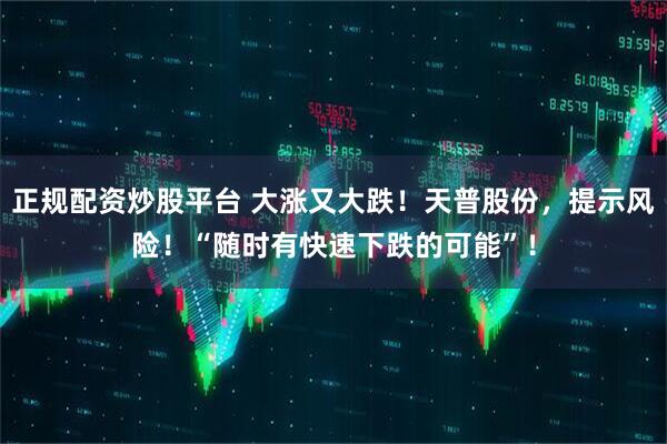 正规配资炒股平台 大涨又大跌！天普股份，提示风险！“随时有快速下跌的可能”！