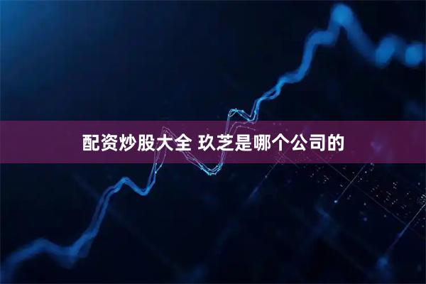 配资炒股大全 玖芝是哪个公司的