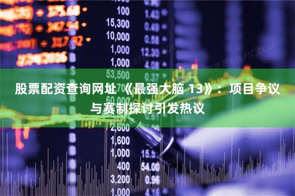 股票配资查询网址 《最强大脑 13》：项目争议与赛制探讨引发热议